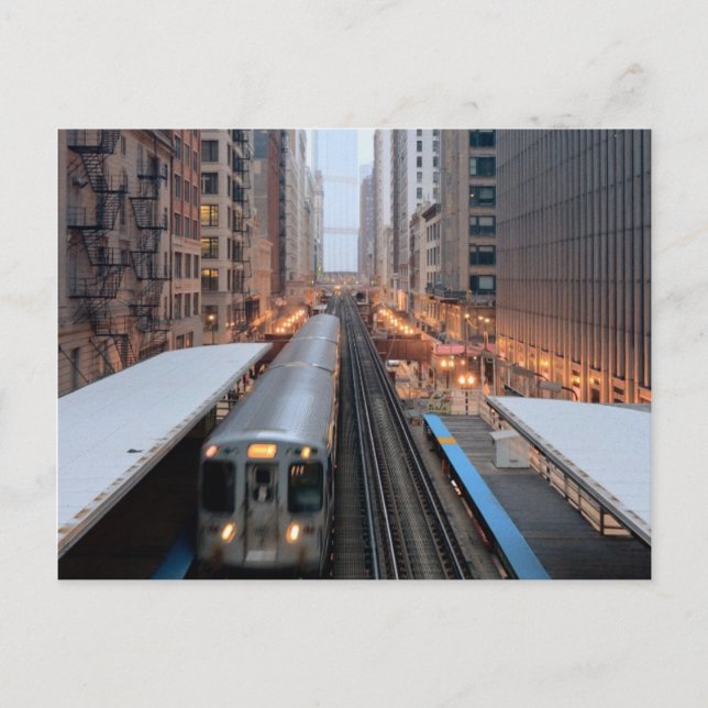 Erhöhte Eisenbahn in Chicago über Wabash Postkarte (Vorderseite)