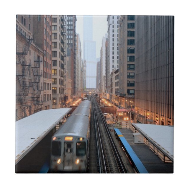 Erhöhte Schiene in im Stadtzentrum gelegenem Fliese (Vorderseite)