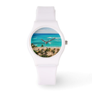 Erhöhte Sicht auf die Waikiki Beach Szene, Honolu Armbanduhr