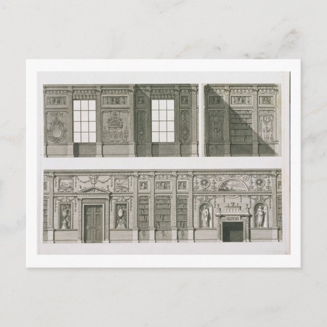 Erhöhung der Bibliothek im Syon House, c.1760-69 Postkarte (Vorderseite)