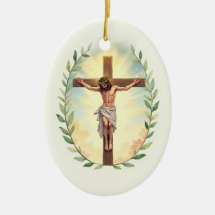 Erhöhung des Kreuzes Gottes Frieden und Segen Keramik Ornament