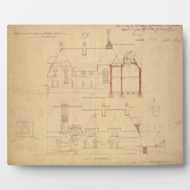 Erhöhungen für das Rote Haus, Bexley Heath (Pen Fotoplatte (Vorderseite)