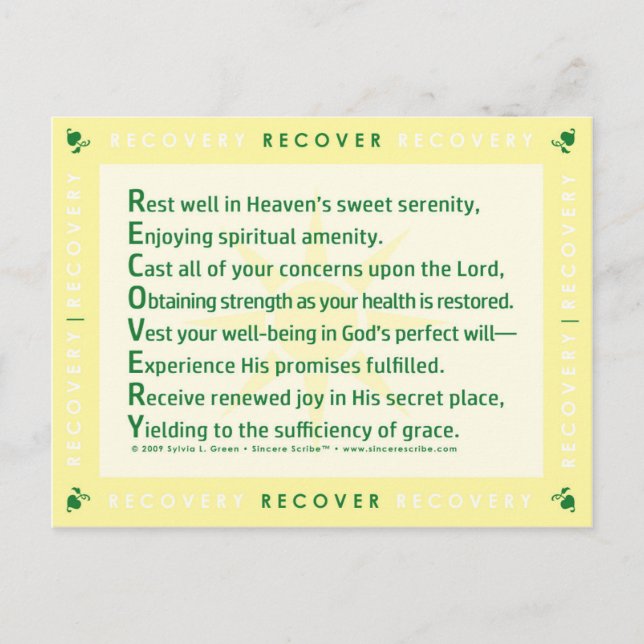 Erholung (akrostisch) postkarte (Vorderseite)