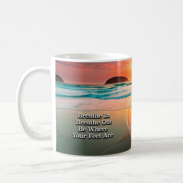 Erholung atmen  Slogan Sunrise Tasse (Links)