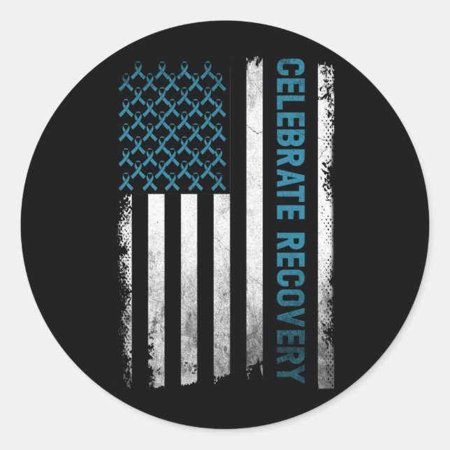 Erholung Drogenkonsum  feiert Erholung Runder Aufkleber (Vorderseite)