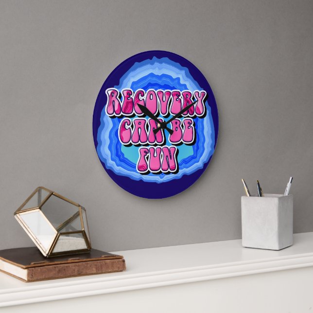 Erholung FUN Geode 12 Step OM Erholung Slogan Große Wanduhr (Büro)