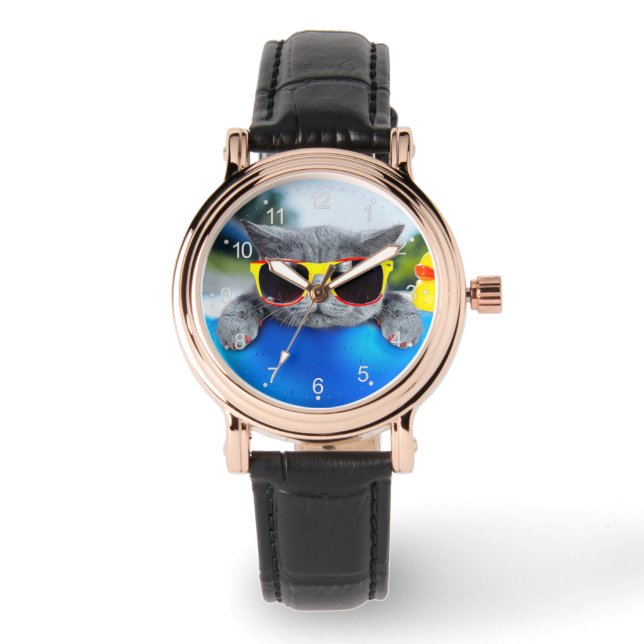 Erholung im Schwimmbad auf der Luftmatratze Armbanduhr (Vorderseite)