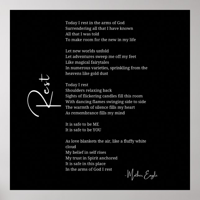 Erholung in den Armen Gottes Liebe Gedicht Plakatw Poster (Vorne)