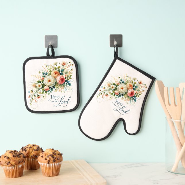 Erholung in der Blütezeit des Herrn Ofenhandschuh & Topflappen-Set (Insitu (Hängend))