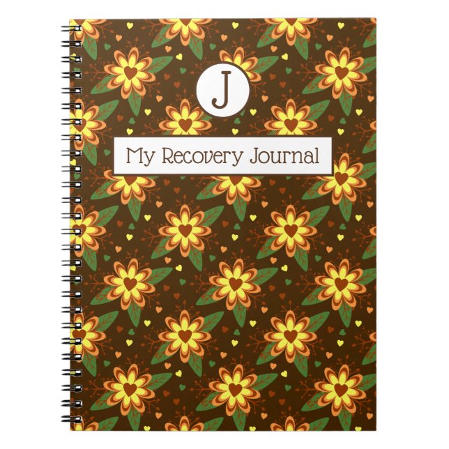 Erholung Journal Brown & Gold Floral Notebook Notizblock (Vorderseite)