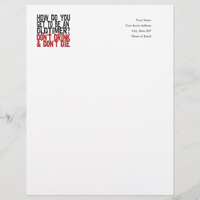 Erholung Old Timer Joke Briefbogen (Vorderseite)