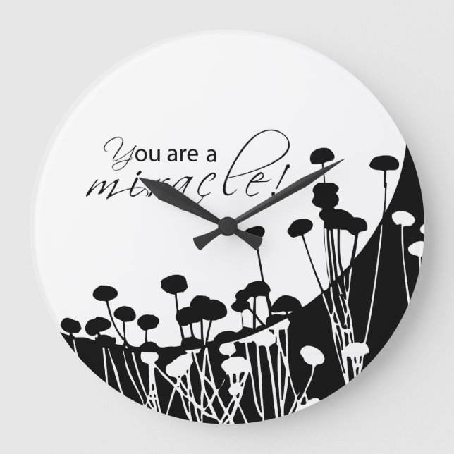 Erholung Wunder, Schwarz und Weiß Große Wanduhr (Vorderseite)