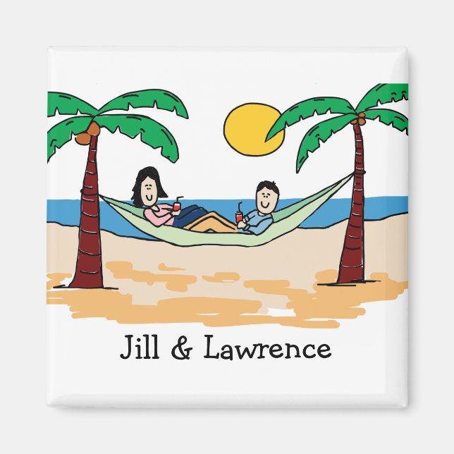 Erholungspaar - personalisierter Cartoon-Magnet Magnet (Vorne)