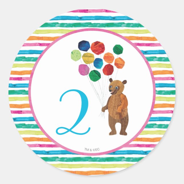 Eric Carle | Beary Rainbow Birthday Runder Aufkleber (Vorderseite)