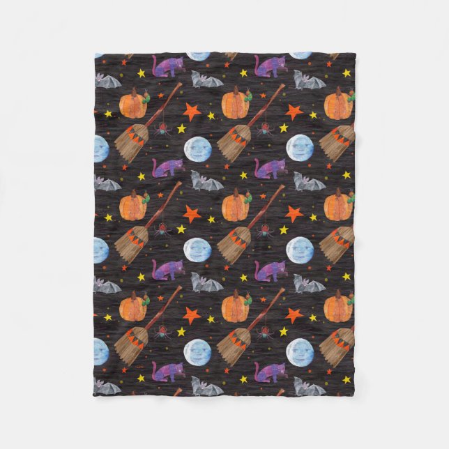 Eric Carle | Raupe Black Halloween Pattern Fleecedecke (Vorderseite)