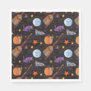 Eric Carle Raupe Black Halloween Pattern Serviette