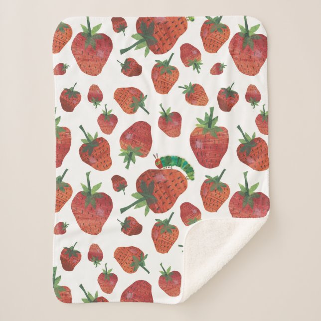 Eric Carle | Raupe- und Erdbeermuster Sherpadecke (Vorderseite)