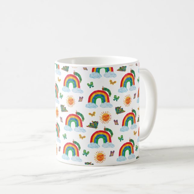 Eric Carle | Raupe zum Regenbogen-Schmetterling Kaffeetasse (VorderseiteRechts)