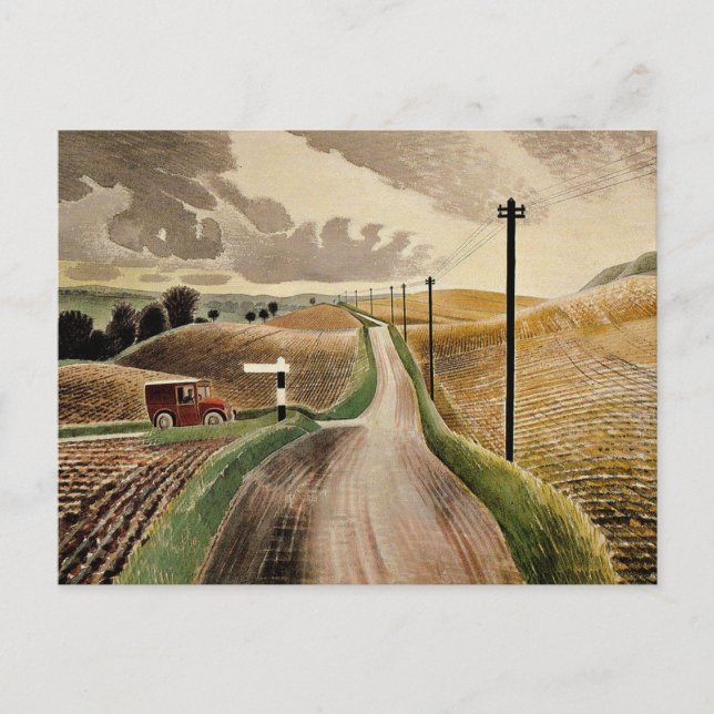 Eric Ravilious Art, Wiltshire Landschaft Postkarte (Vorderseite)