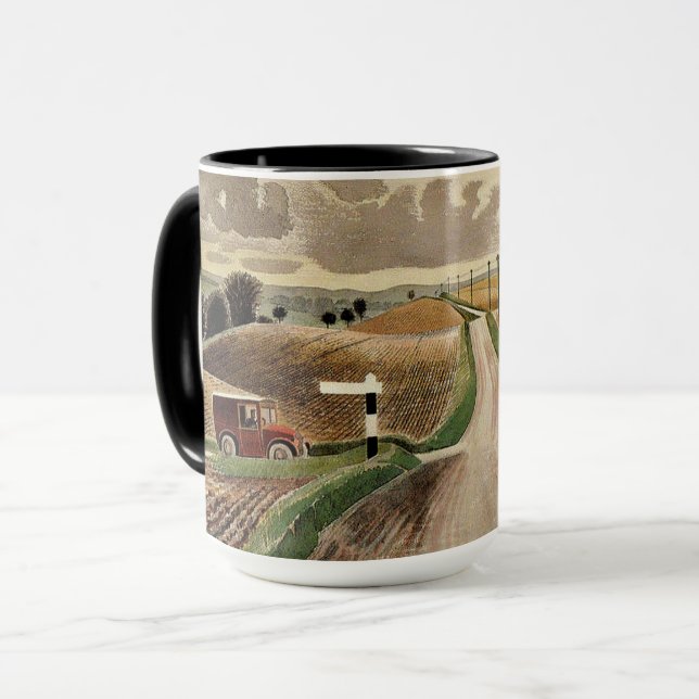 Eric Ravilious Art, Wiltshire Landschaft Tasse (Vorderseite Links)