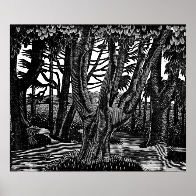 Eric Ravilious Art, Woodland außerhalb von Florenz Poster (Vorne)