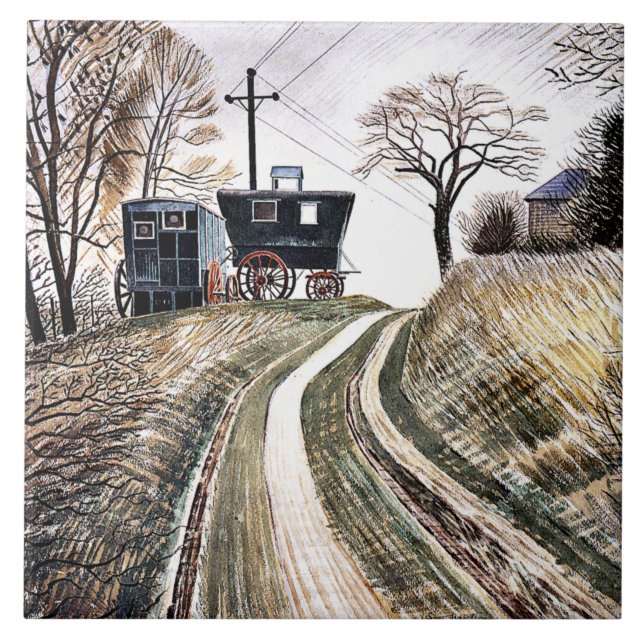 Eric Ravilious - Caravans, Fliese (Vorderseite)