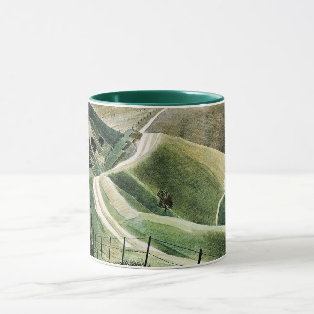 Eric Ravilious - Chalk Paths, berühmte Kunstwerke Tasse (Zentrum)