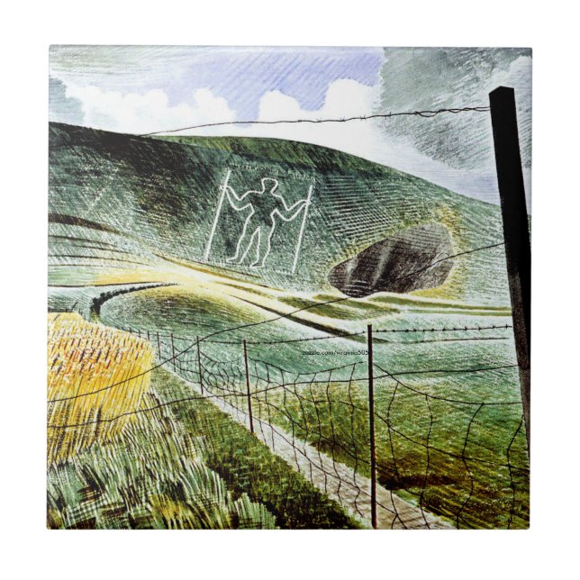 Eric Ravilious - Der Wilmington-Riese,  Fliese (Vorderseite)