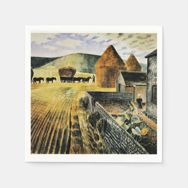 Eric Ravilious - Furlong, famous painting, Serviette (Vorderseite)