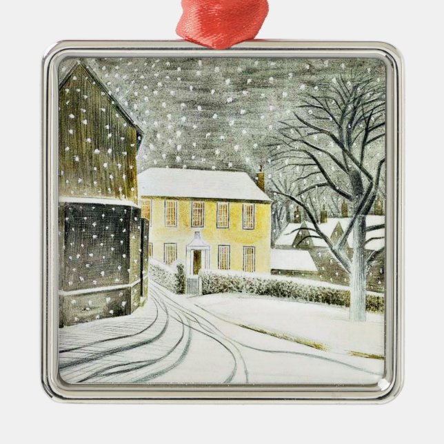 Eric Ravilious - Hallstead Road in Snow, Ornament Aus Metall (Vorne)