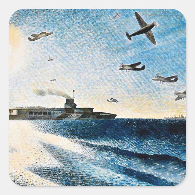Eric Ravilious - HMS Glorious in der Arktis Quadratischer Aufkleber (Vorderseite)