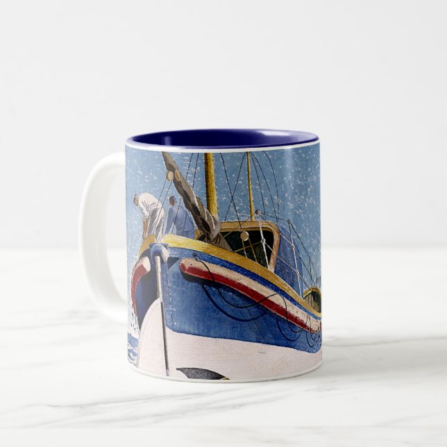 Eric Ravilious - Rettungsboot bei Adelburgh Zweifarbige Tasse (Vorderseite Links)