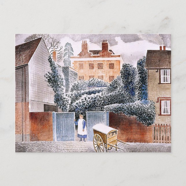 Eric Ravilious, The Vicarage, magischer Realismus Postkarte (Vorderseite)