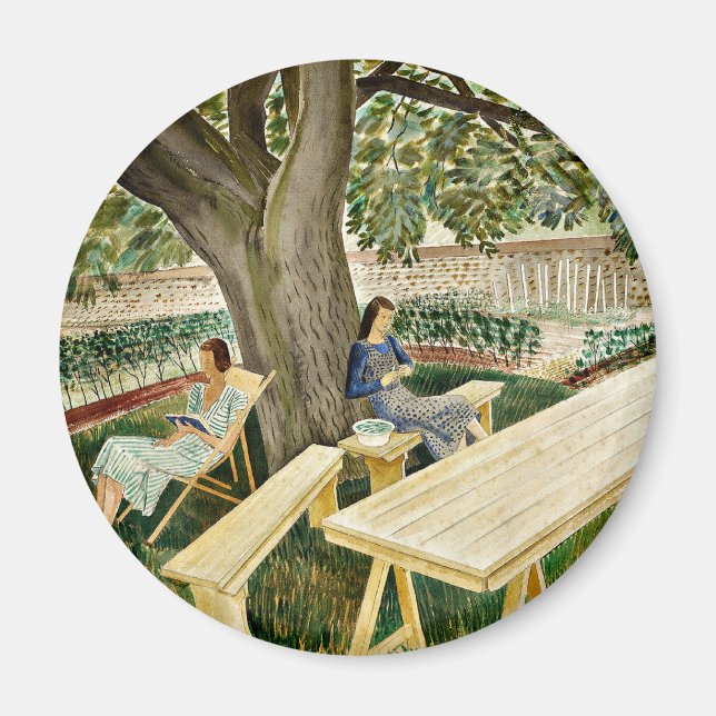 Eric Ravilious - Zwei Frauen im Garten, schöne Kun Magnet (Vorne)