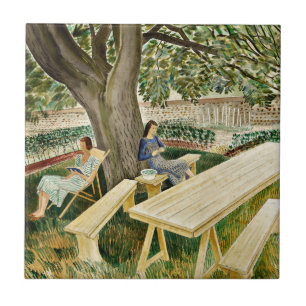 Eric Ravilious, Zwei Frauen in einem Garten, Fliese