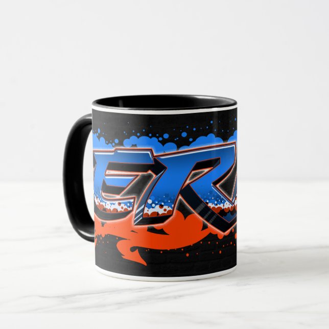 Eric Vorname Name Graffiti blue orange Tasse (Vorderseite Links)