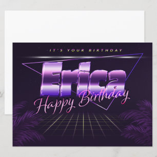 Erica Name Vorname lila retro Karte Geburtstag