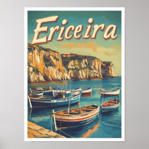 Ericeira Portugal Vintage Reise Illustration Poster