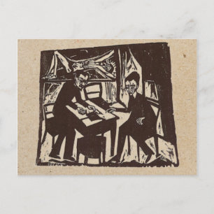 Erich Heckel woodcut post card Postkarte