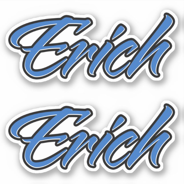 Erich Name blue Aufkleber Sticker Stickerset (Vorderseite)