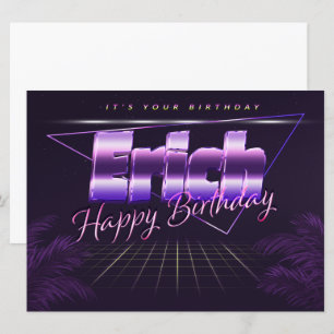 Erich Name Vorname lila retro Karte Geburtstag