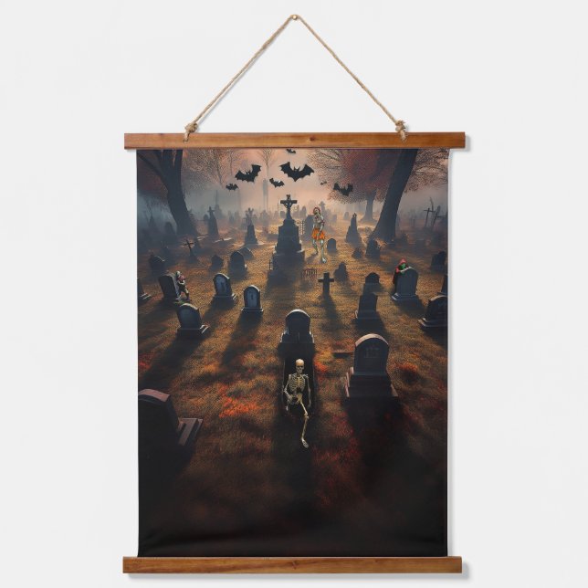 Erie Halloween Wandteppich Mit Holzrahmen (Vorderseite)