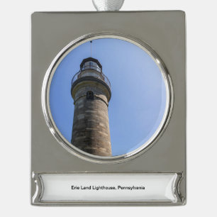 Erie Land Lighthouse Banner-Ornament Silber