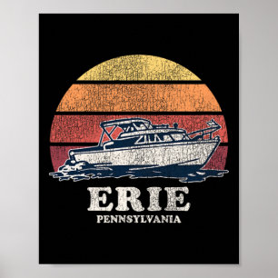 Erie Pa Vintage Bootfahren 70er Retro Boot Design Poster