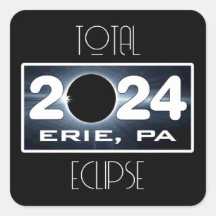 Erie Pennsylvania Eclipse April 2024 Total Solar Quadratischer Aufkleber