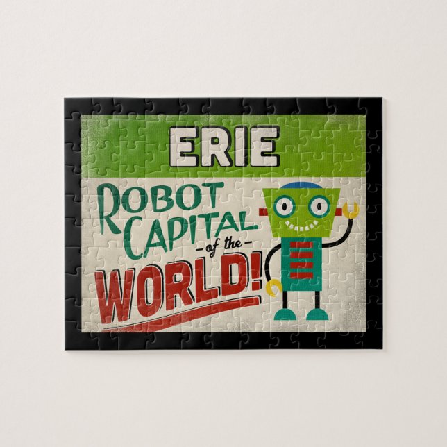 Erie Pennsylvania Robot - Funny Vintag Puzzle (Horizontal)