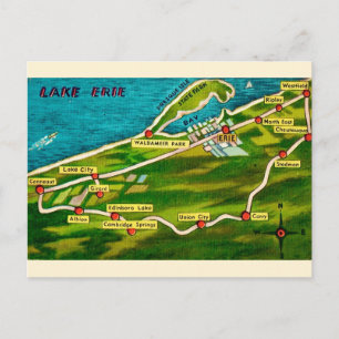 Erie Pennsylvania Vintage Karte