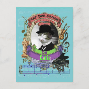 Erik Catie Cat Animal Composer Satie Spoof Postkarte