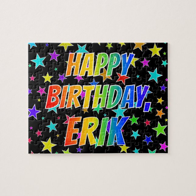 ‚ERIK‘ Vorname, Fun ‚HAPPY BIRTHDAY‘ Puzzle (Horizontal)