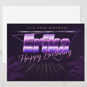 Erika Name Vorname lila retro Karte Geburtstag